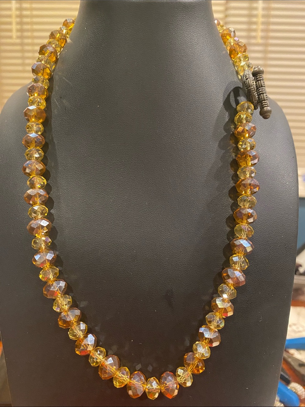 Amber AB Crystal Bead Necklace - Unbranded